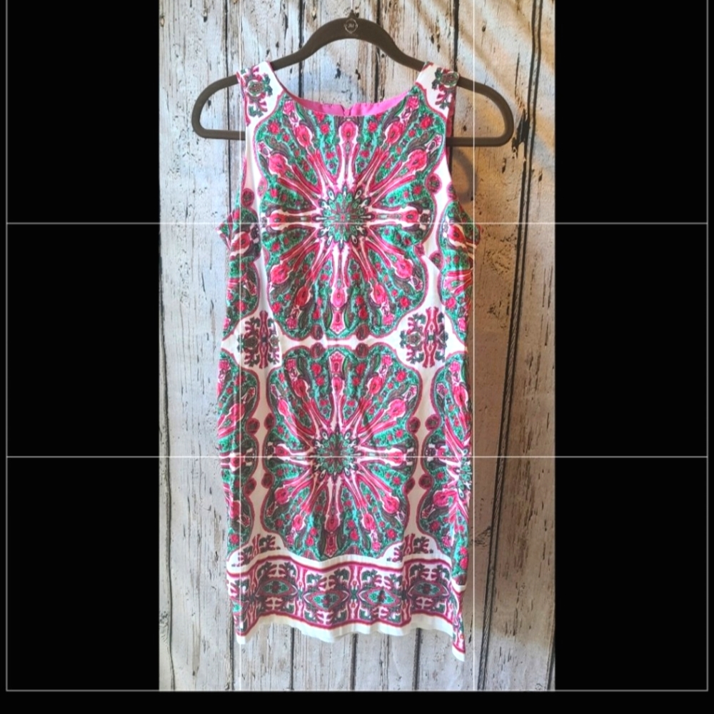 London Times sleeveless shift midi dress sz 8